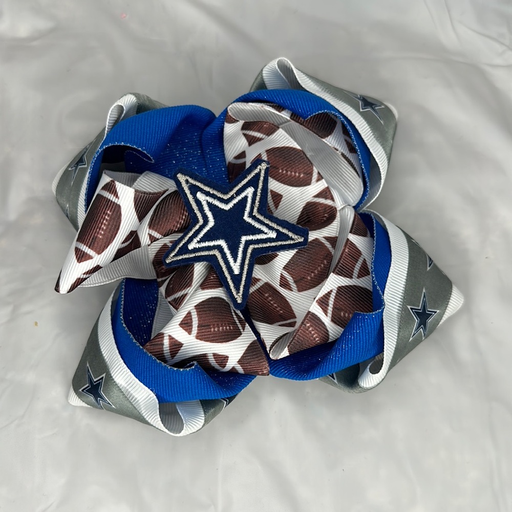 Deluxe giant Dallas Cowboys football hair bow